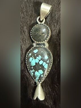 💙 Gorgeous Blue Moon Turquoise Sterling Silver Pendant